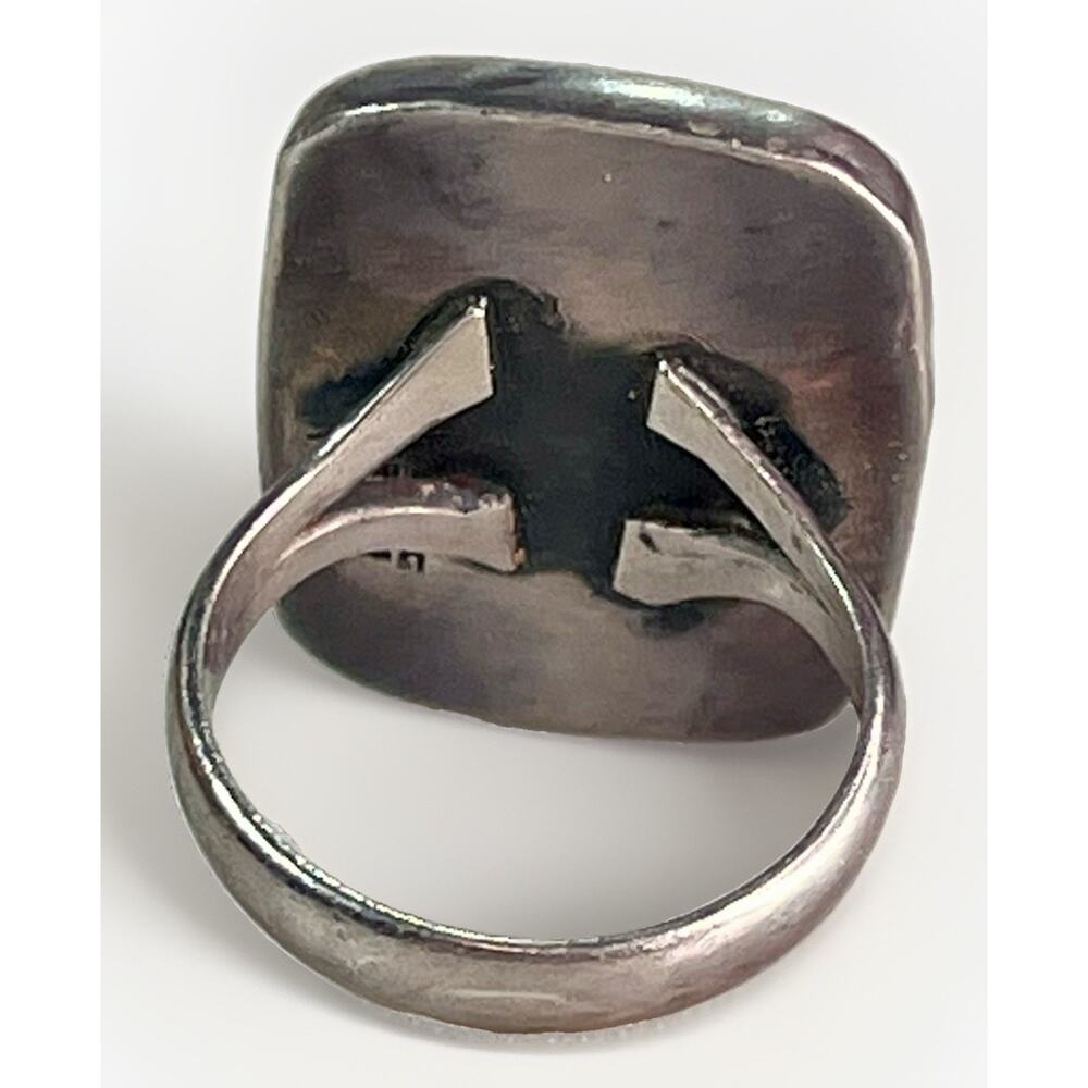 VTG Taxco Sterling Silver 925 Green Turquoise Statement Ring Sz 7.75 8.8g Signed - Picture 6 of 16